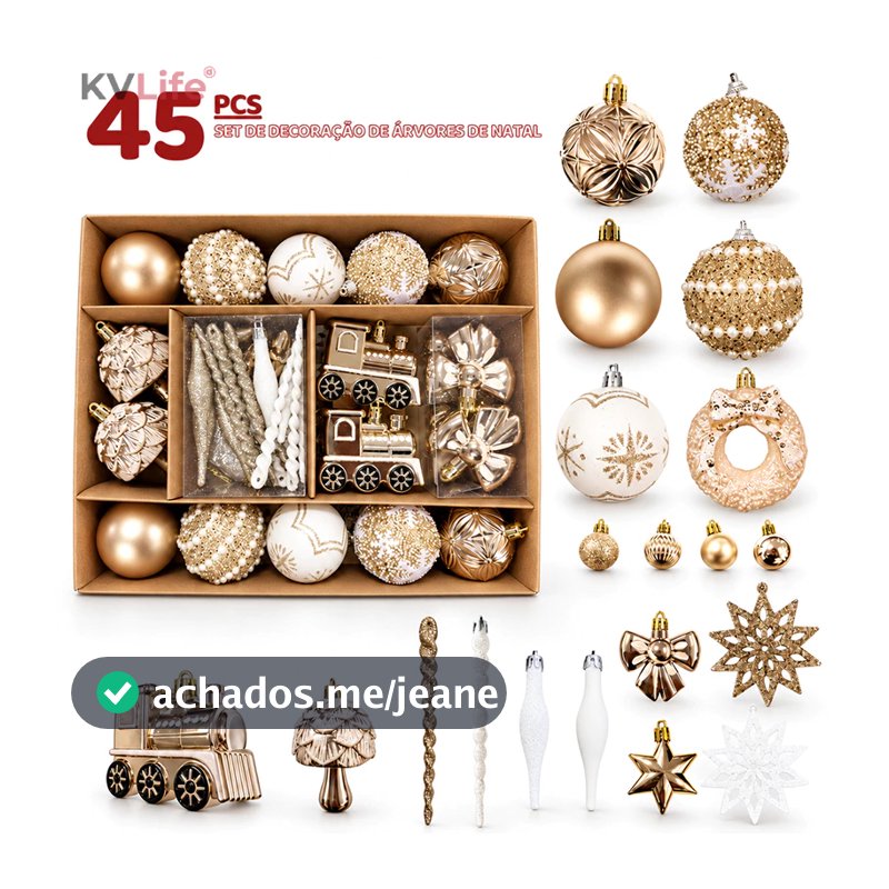 Kit 45 Bolas de Enfeites de Natal Decoração Natalina Árvore Bolinhas Pendentes
