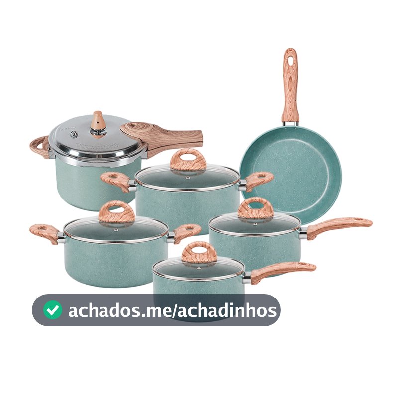 Jogo de Panelas 6pçs Com Panela de Pressão 4,2L Brinox Botanika Revestimento Cerâmico e Indução