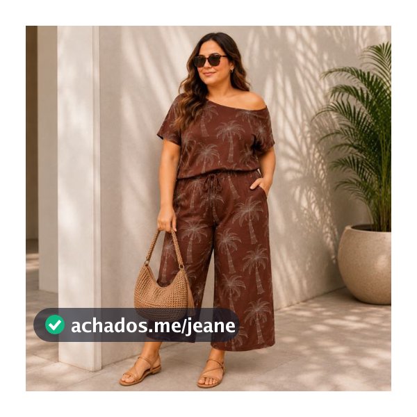 Conjunto Pantacourt Plus Size Feminino Estampado Casual Blusa Ombro a Ombro Calça Pantacourt Confortável Estiloso