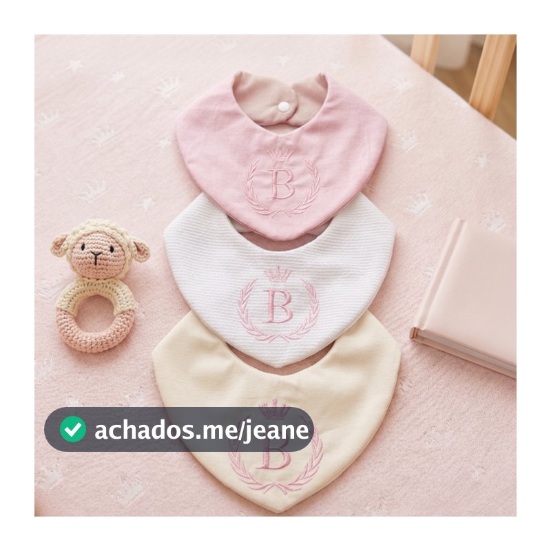 Kit 3 Babador Bandana Personalizado Inicial Do Nome Do Bebe Menino Menina Liso Bordado