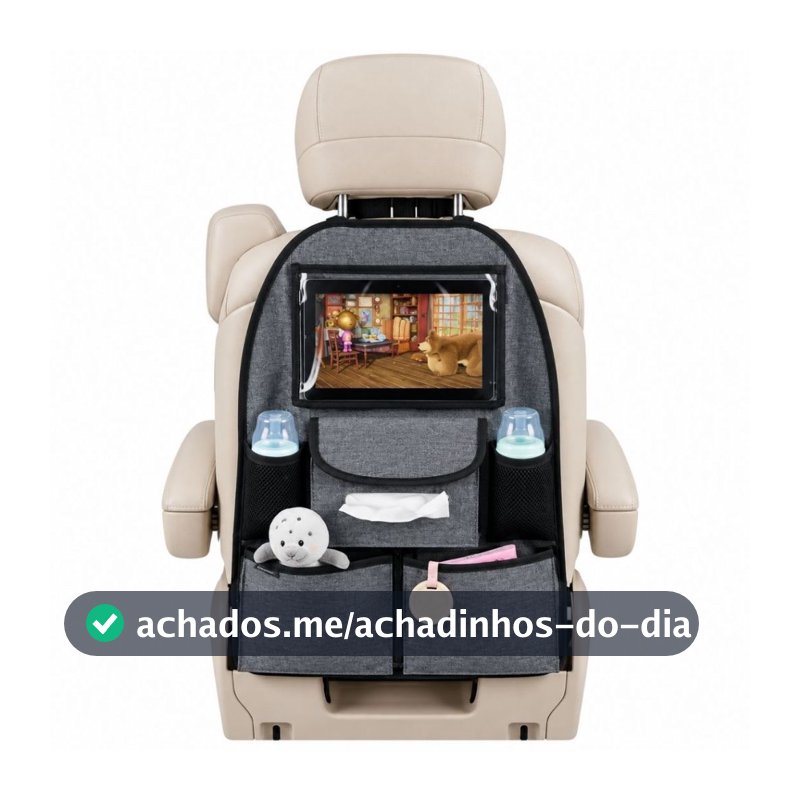 Bolsa Organizadora Banco de Carro Infantil Suporte Tablet Touchscreen Porta Copos Lenços kikkaboo