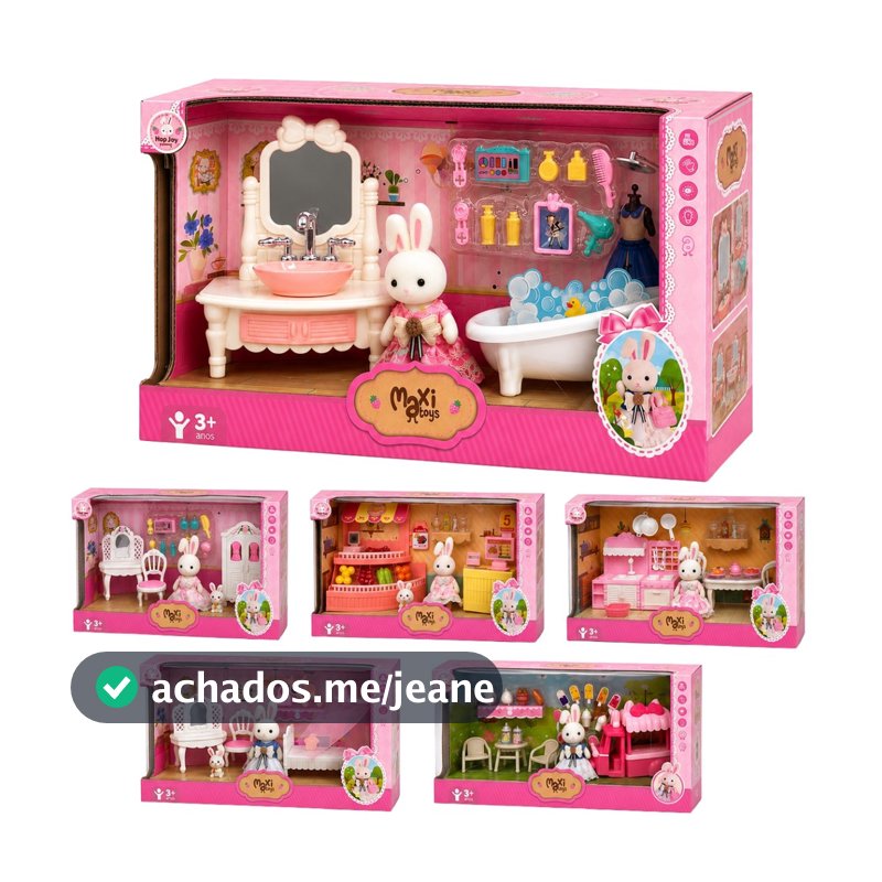 Casinha Boneca Coelho Kit Móveis Cenarios Acessórios Brinquedo Infantil Hopjoy Maxi Toys