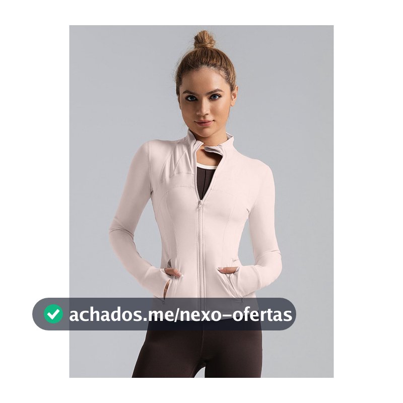 Jaqueta Fitness Feminina Manga Longa com Zíper, Bolso e Abertura para Polegar | Academia