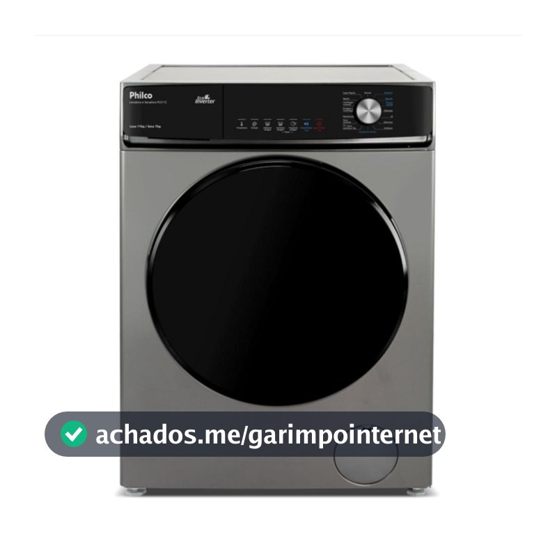 Lava e Seca Philco 16 Programas Eco Inverter 11kg Titânio PLS11C