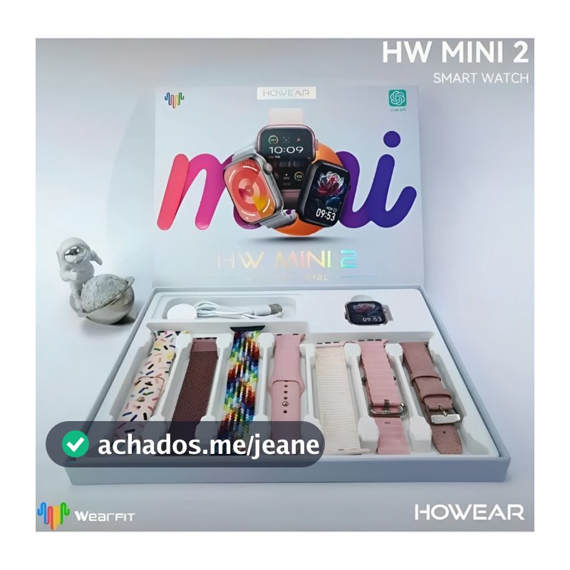 Smartwatch HW Mini 2 Com 7 Pulseiras 41mm Lançamento 2024 Chat GPT GPS Compatível IOS e Android