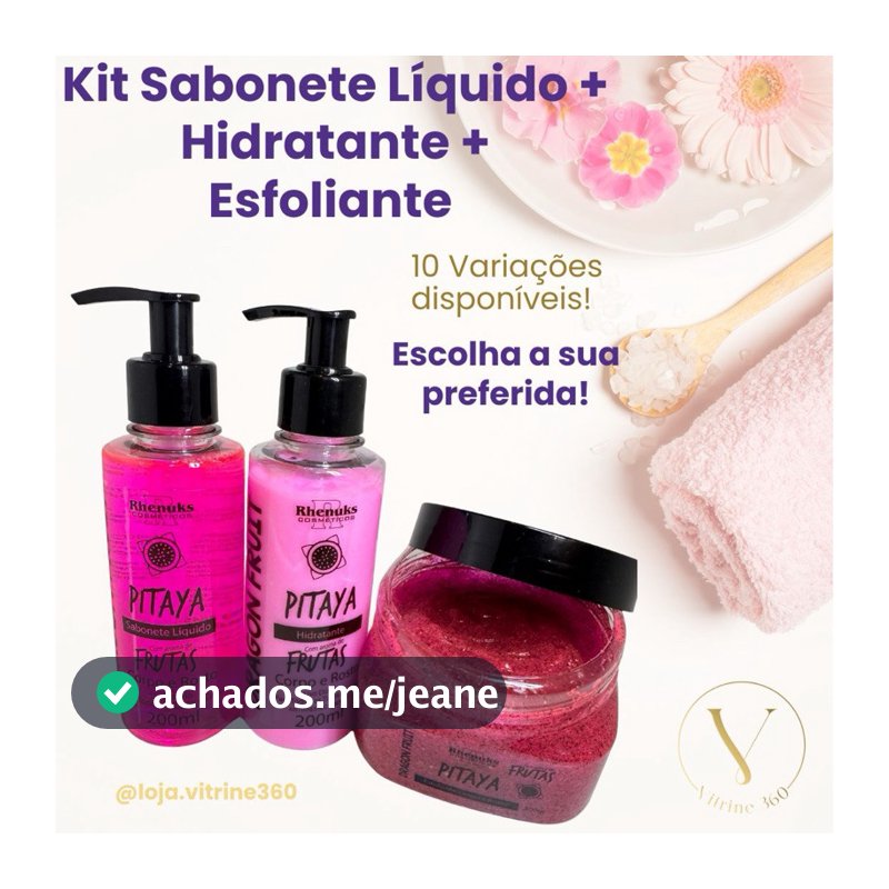 Kit Sabonete + Hidratante + Esfoliante Rhenuks 200ml Corpo e Rosto 10 fragrâncias