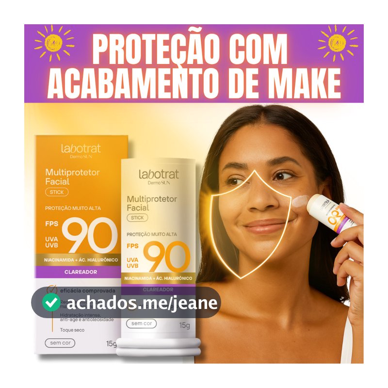 Protetor solar Em bastão FPS 90 stick clareador de manchas efeito make
