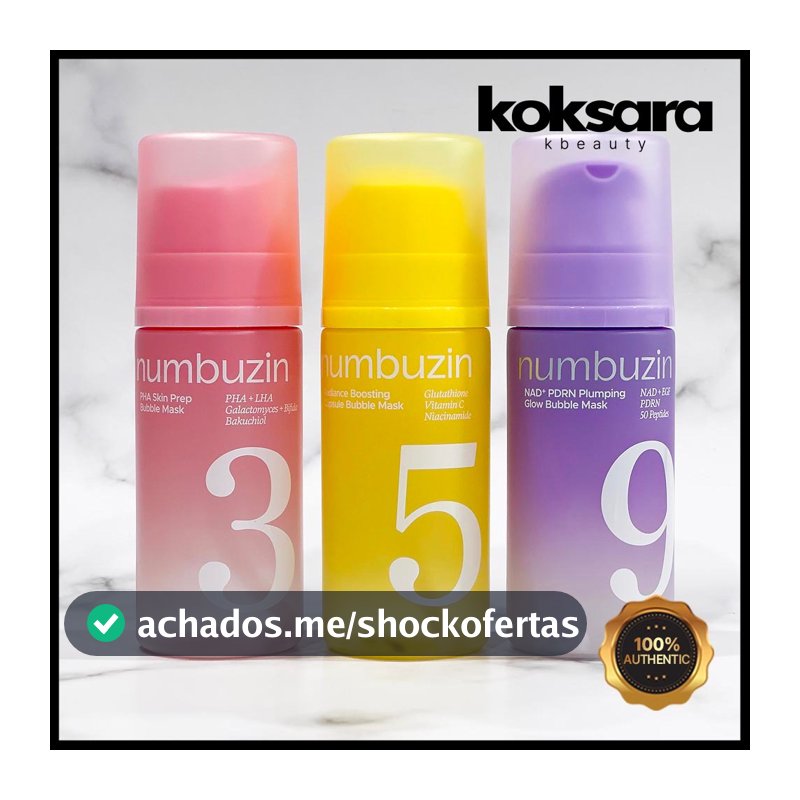Numbuzin Bubble Mask Collection (No.3 PHA Skin Prep, No.5 Radiance Boosting Capsule, No.9 NAD+ PDRN Pluming Glow)
