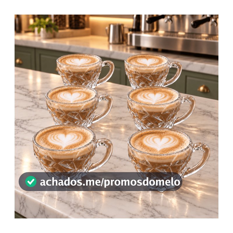 Jogo de Xicaras de Vidro Modelo ROCKS 105ml Moderna Para Cozinha e Café Chá Resistente