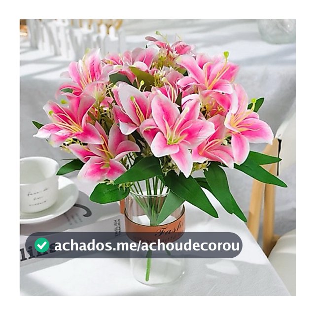 Buquê de Lírio Artificial com 5 Flores Decoração Casamento Arranjos Decorar Festas casa - YNH802256