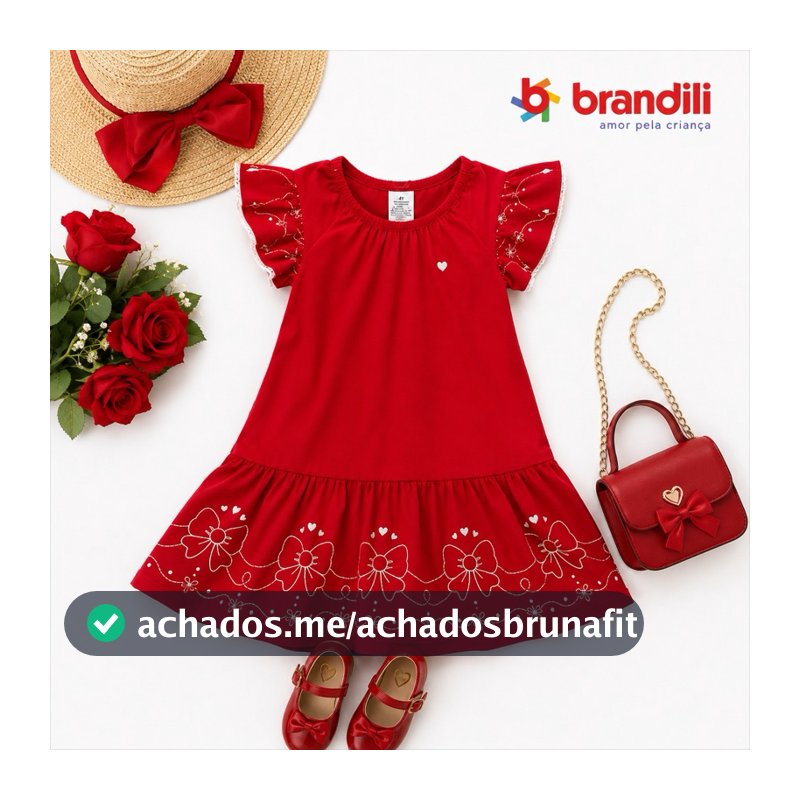 Vestido Infantil Natal Rodado Verão Brandili 1 a 8 anos Malha Confortável Original 37114