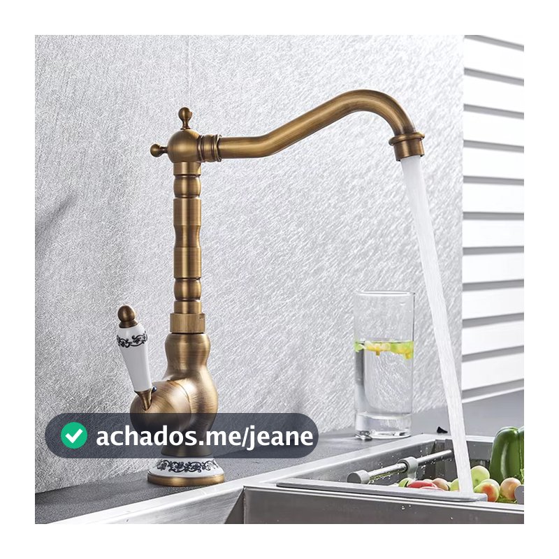 Torneira Monocomando Bronze Cozinha Banheiro Europeu Gourmet Vintage