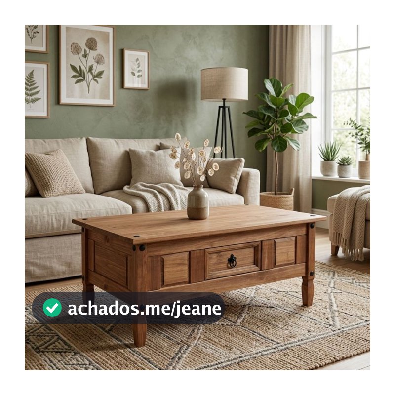 Mesa De Centro Rústica Madeira Maciça Para Sala De Estar