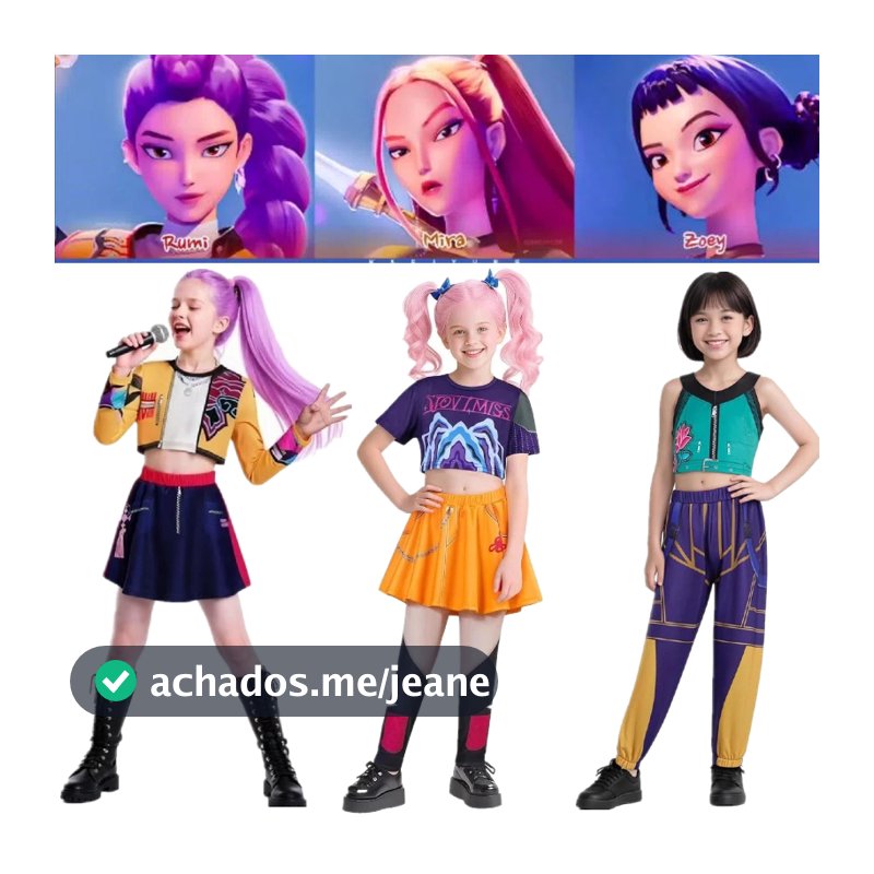 Nova Menina 4-10 Anos Crianças Caçadores De Bruxa KPOP Pop Cantor Halloween Impresso Traje Vestir-Se Palco Conjunto Cosp