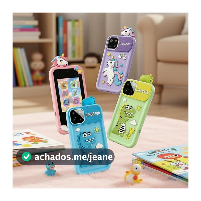 Brinquedo de Celular Unicórnio Educativo: Tela sensível ao toque, câmera, MP3 e jogos de aprendizado