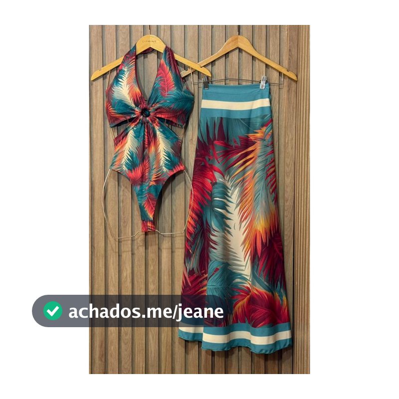 Kit Conjunto Body Maiô E Pareô Saida De Praia Premium Saída de banho Body Maiô