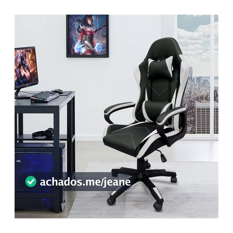 Cadeira Gamer Reclinável Com Almofadas para Lombar e Pescoço cor:Amarelo