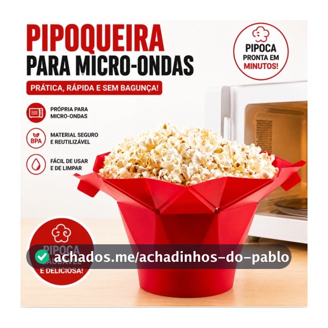 Pipoqueira Grande Para Micro-ondas Sem Óleo Balde Pipoca Silicone Redonda Com Tampa Livre BPA