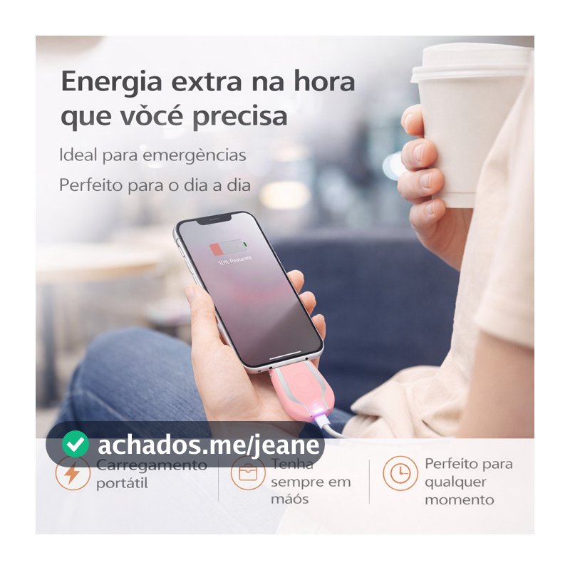 Carregador Portátil Chaveiro para iPhone Lightning Mini Power Bank de Emergência ANJGG BRASIL