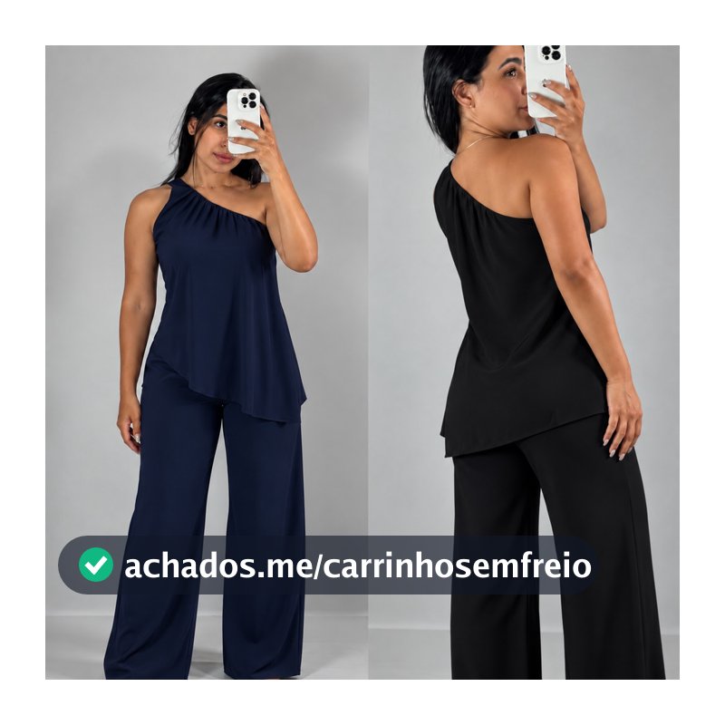 Conjunto Feminino Uma Alça Social Nula Manga Duna Elegante Blusa Assimétrico Mula Manca Calça Pantalona Outono Inverno
