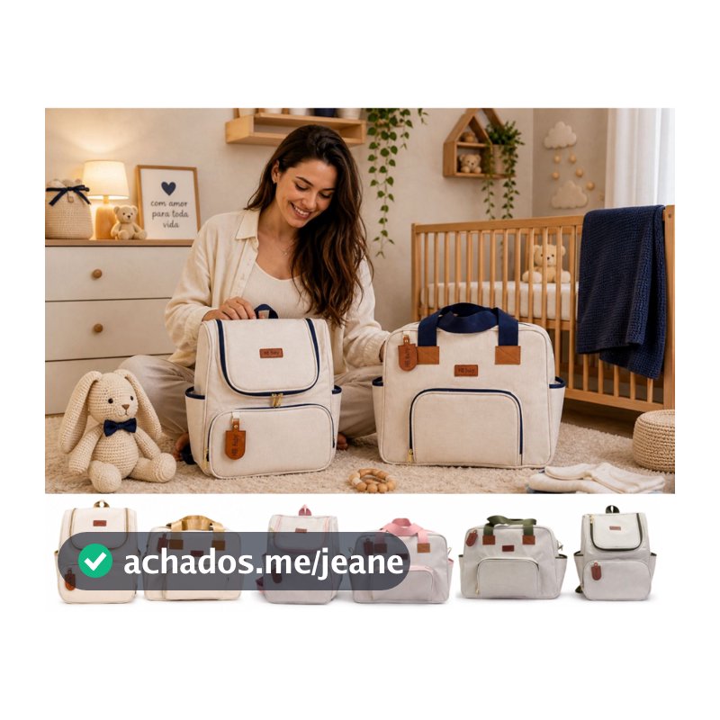 Bolsa Maternidade Kit Com 2 Peças Mochila Linho Saída Bebê