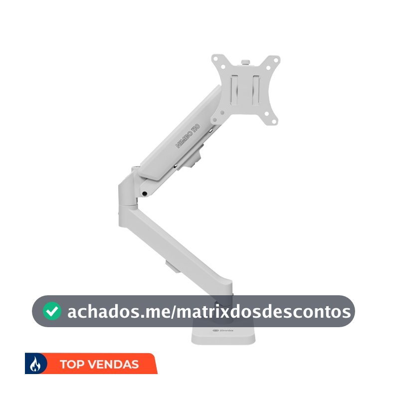Suporte Articulado Para Monitor 13 a 32 Pistão a Gás Ajustável Zinnia Nimbo 110 Branco