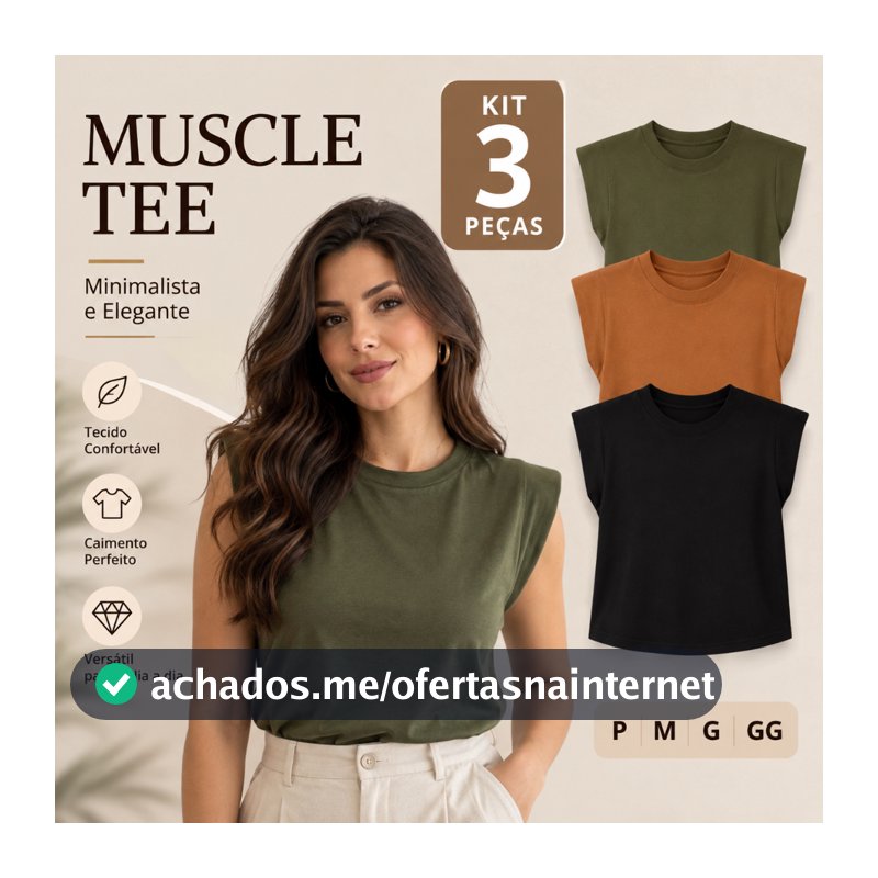Kit 3 Blusa Feminina Muscle tee Viscolycra Elegante Casual Moda Verão Estilosa Moderna Algodão