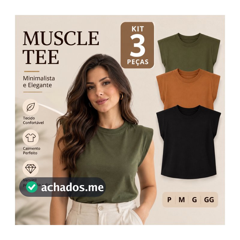 Kit 3 Blusa Feminina Muscle tee Viscolycra Elegante Casual Moda Verão Estilosa Moderna Algodão