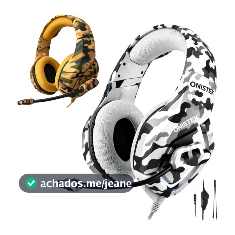 Fone Gamer Headset Camuflado Com Fio Estéreo Microfone USB P2 50mm Para Computer PS4 Xbox NoteBook