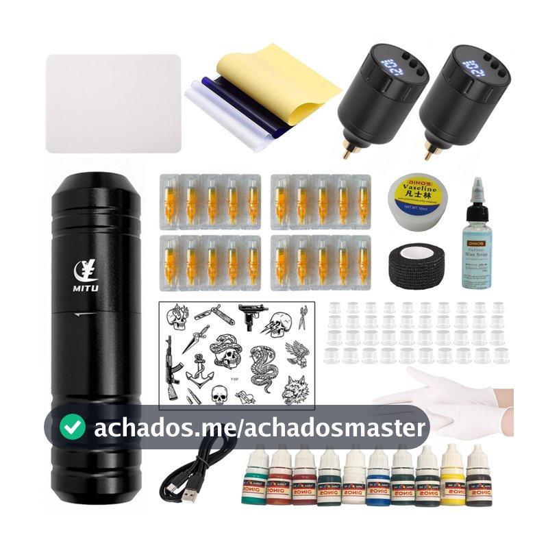 MITU Kit De Tatuagem Sem Fio 2 Baterias Kit De Tatuagem Kit Para Iniciantes Complete Tattoo Machine Pen Kit Pro Corless