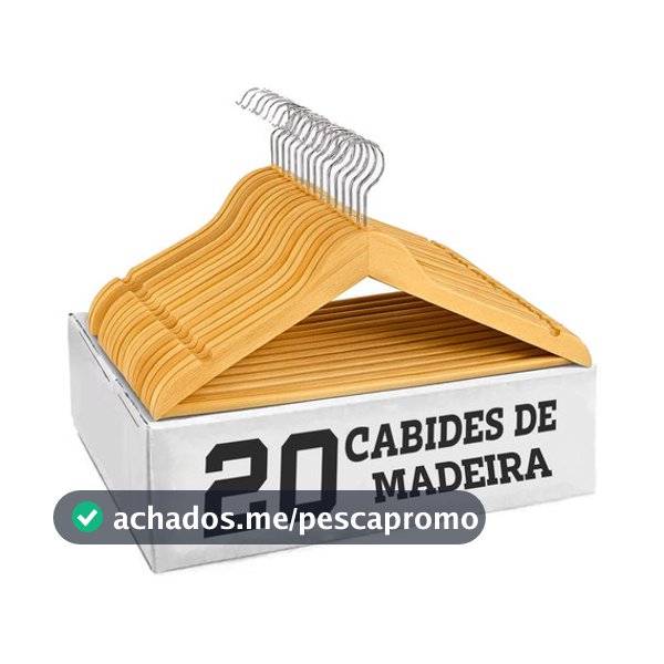 Kit 20 Cabide De Madeira Adulto Grande Antideslizante Marfim Natural Gancho 360° Camisa Calça Jaqueta Blusa