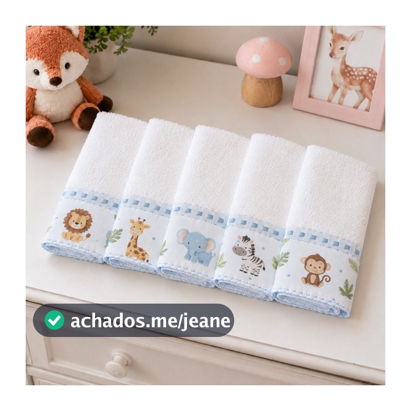 KIT COM 6/10 TOALHINHAS DE BOCA BEBE BABETE FELPUDA 23X30CM LINDAS ESTAMPAS PJ FLOWERS