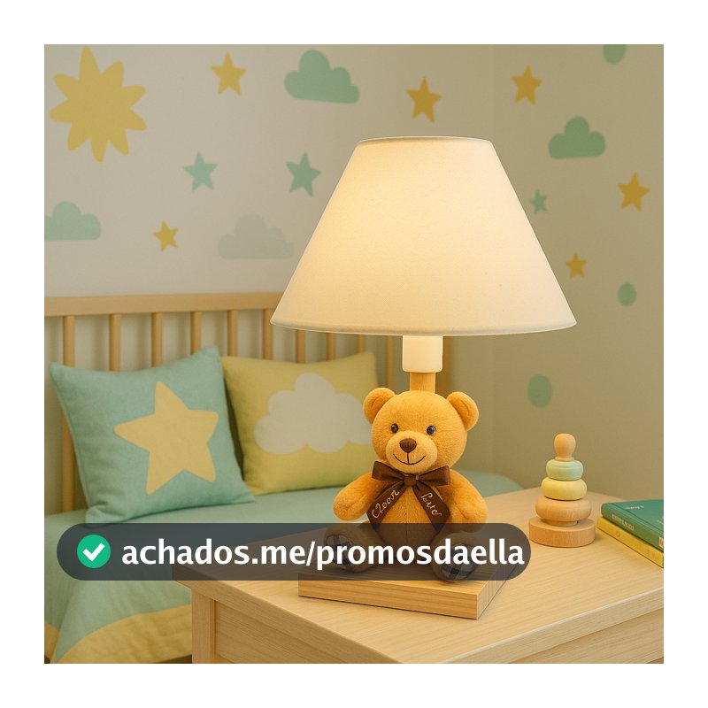 Abajur Infantil Luminária Quarto Bebê Ursinho
