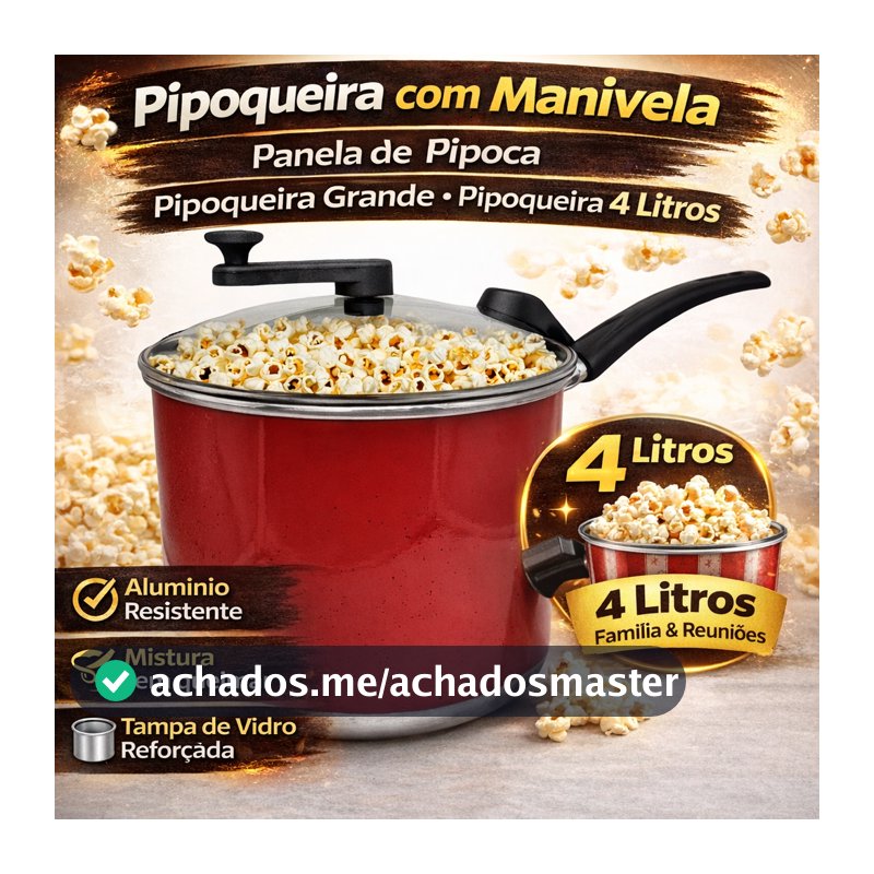Panela Pipoqueira Alumínio Color N°20 4 Litros Com Tampa de Vidro (pipoqueira panela)