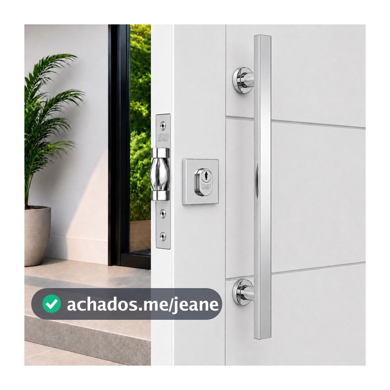 Puxador Porta Pivotante Reto 60 cm e Fechadura Rolete