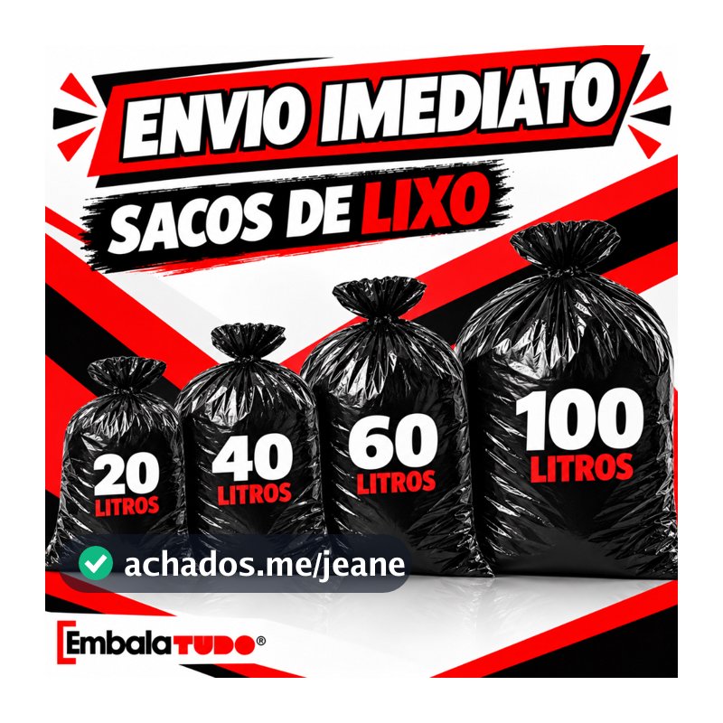 Saco Lixo Preto Resistente 100 Litros / 60L / 40L / 20L - Escolha o TAMANHO