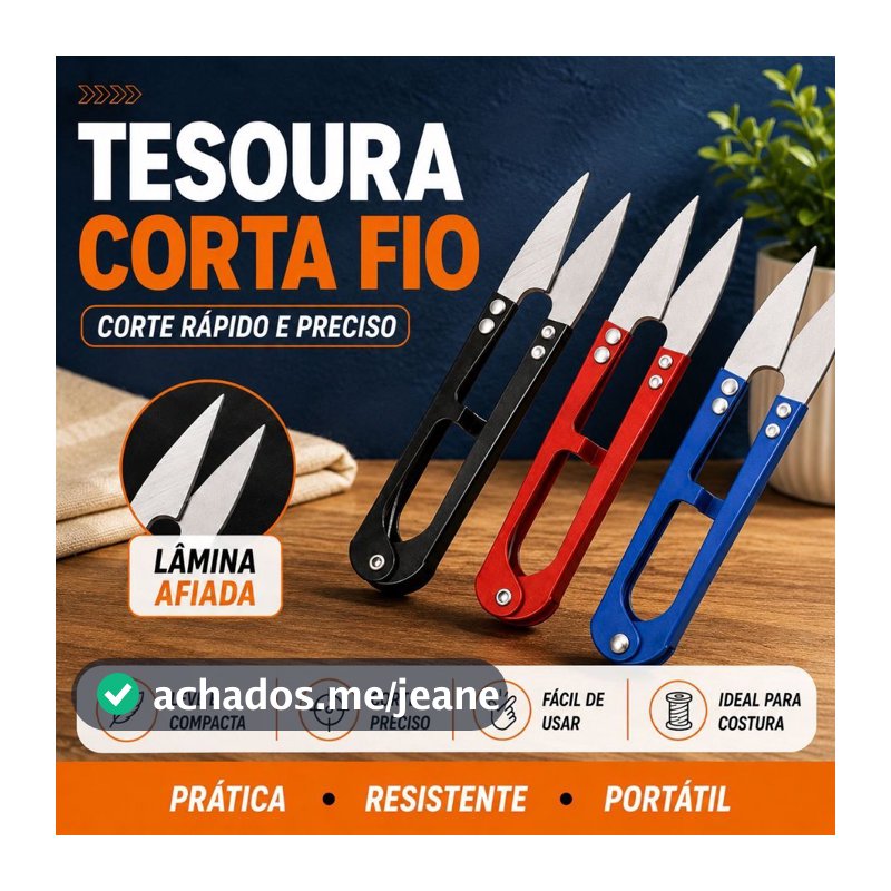 Kit 3 Tesouras Corta Fio Pequenas para Costura Bordado Artesanato Arremate e Acabamento de Linha -BV