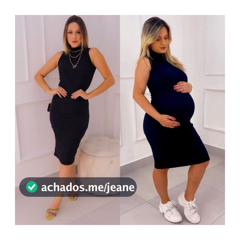 Vestido Feminino Ribana para Grávida Gola Alta Cavado Gestante