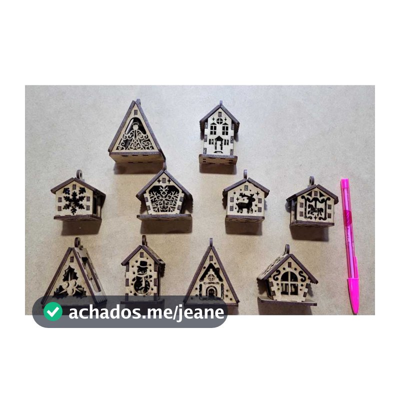 Vila Natalina 10 Casinhas Enfeites para Árvore de Natal / Montadas Variando de 5 a 7 cm de Altura