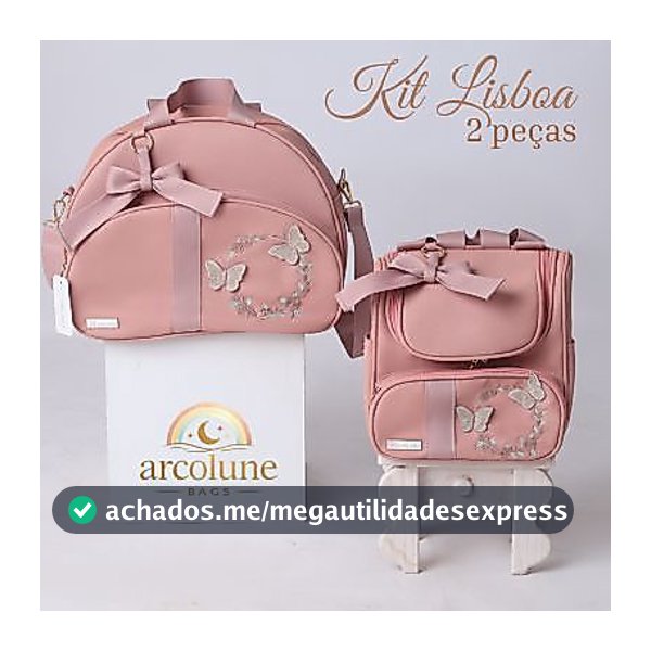 Kit de bolsas maternidade borboletas mochila multifuncional alças 2 em 1 | térmica e impermeável  menina
