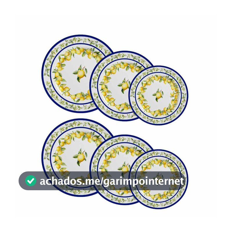 Jogo 6 Pratos Rasos Cerâmica Limão Siciliano Prato De Jantar  Alleanza Mesa Posta
