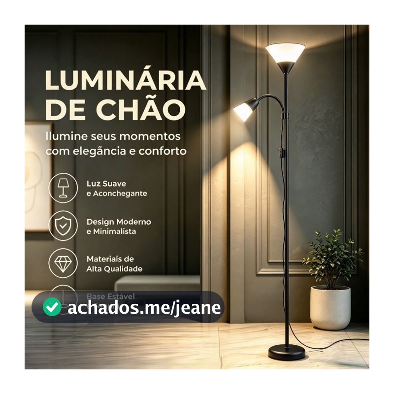 Luminária Pedestal Articulada Abajur Chão Duo Floor Coluna Luminária Chão Abajur Articulada Metal Lustre Coluna Sem Lãmp