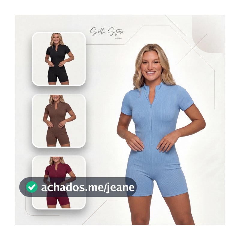 Macaquinho Feminino Fitness Academia Virginia com ziper