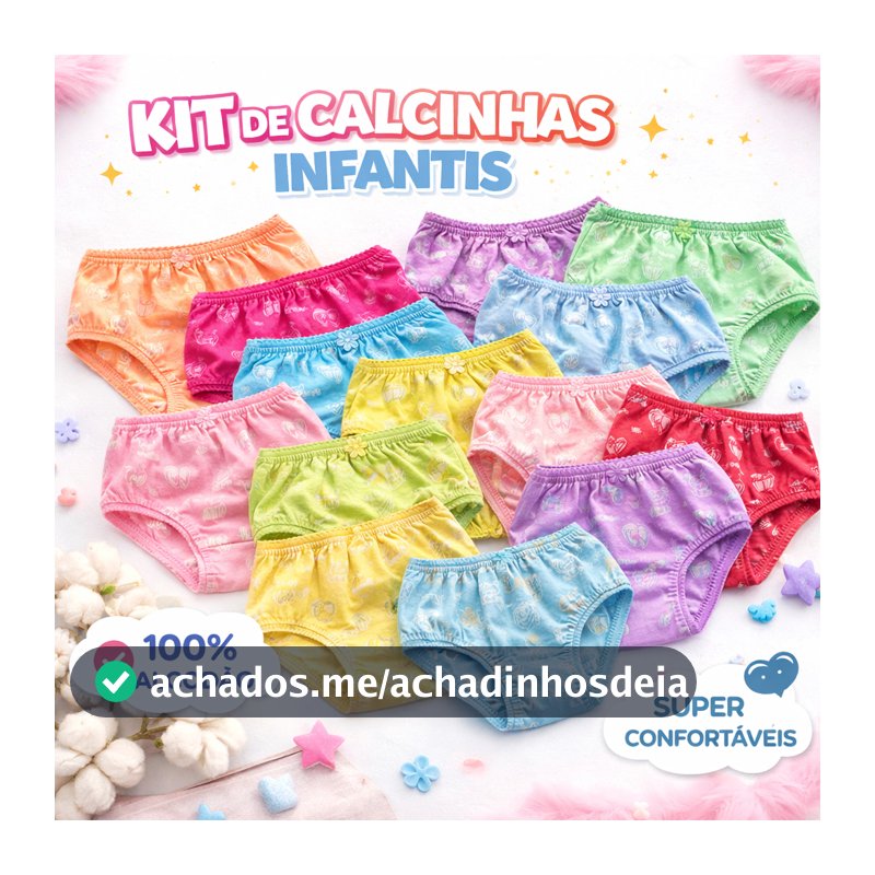Calcinha Infantil Menina algodão Calcinha de Algodão Infantil calcinha confortável calcinha kit10-6