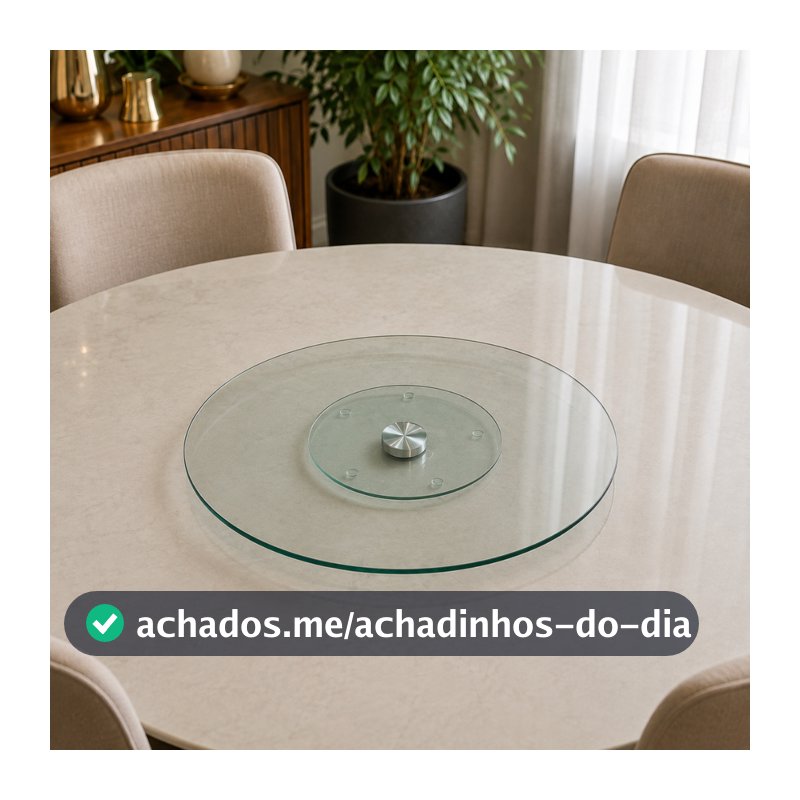 Centro de Mesa Giratório 30cm Vidro Transparente Bandeja Giratória 360° para Servir Petiscos