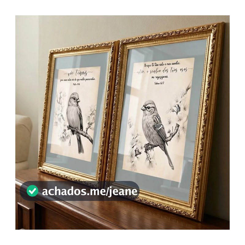 Quadros Clássicos De Pássaros Com Moldura Dourada E Vidro Pássaro 36x46