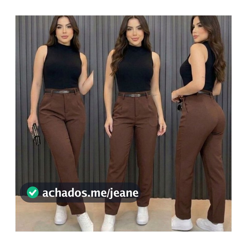 CALÇA FEMININA ALFAIATARIA CINTURA ALTA COM CINTO ZÍPER NA LATERAL SOCIAL 1K