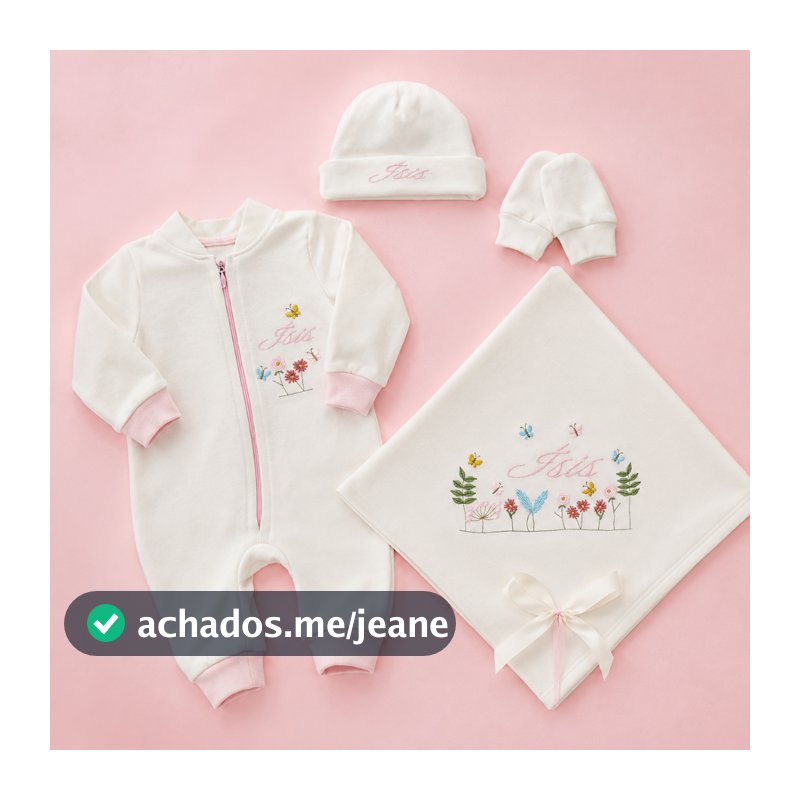 Saída Maternidade Menina Kit Personalizado Nome Bordado Algodão