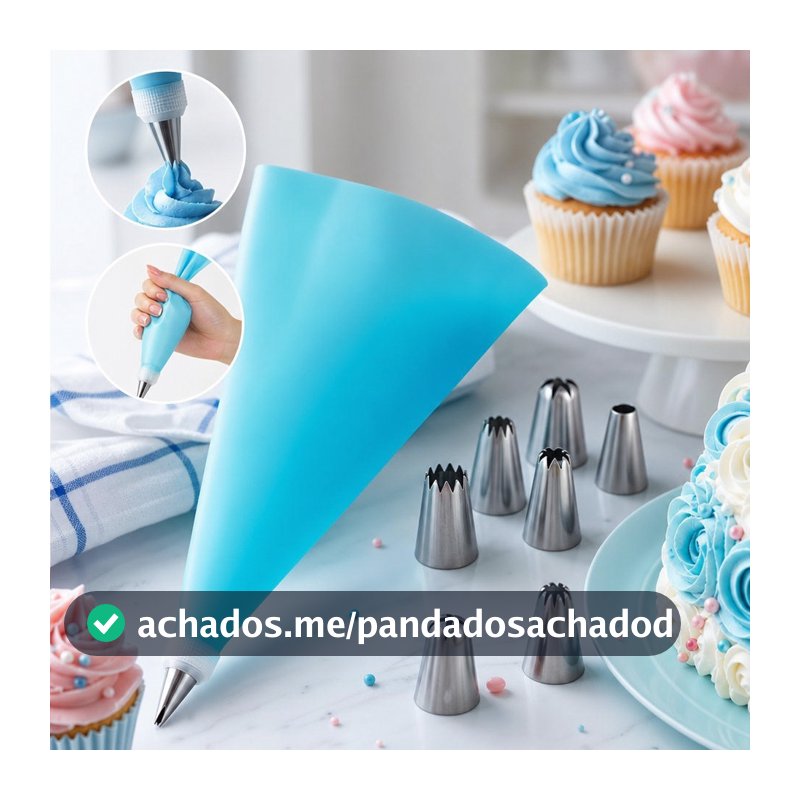24 PÇS Azul/Rosa Conjunto de Saco de Confeiteira de Silicone com Bico para Decoração com Creme / Confeitaria / Açúcar