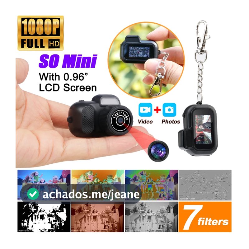 Mini Câmera Portátil: HD 1080p, tela, para casa/esporte. Estilo vintage com suporte gravador embutido!